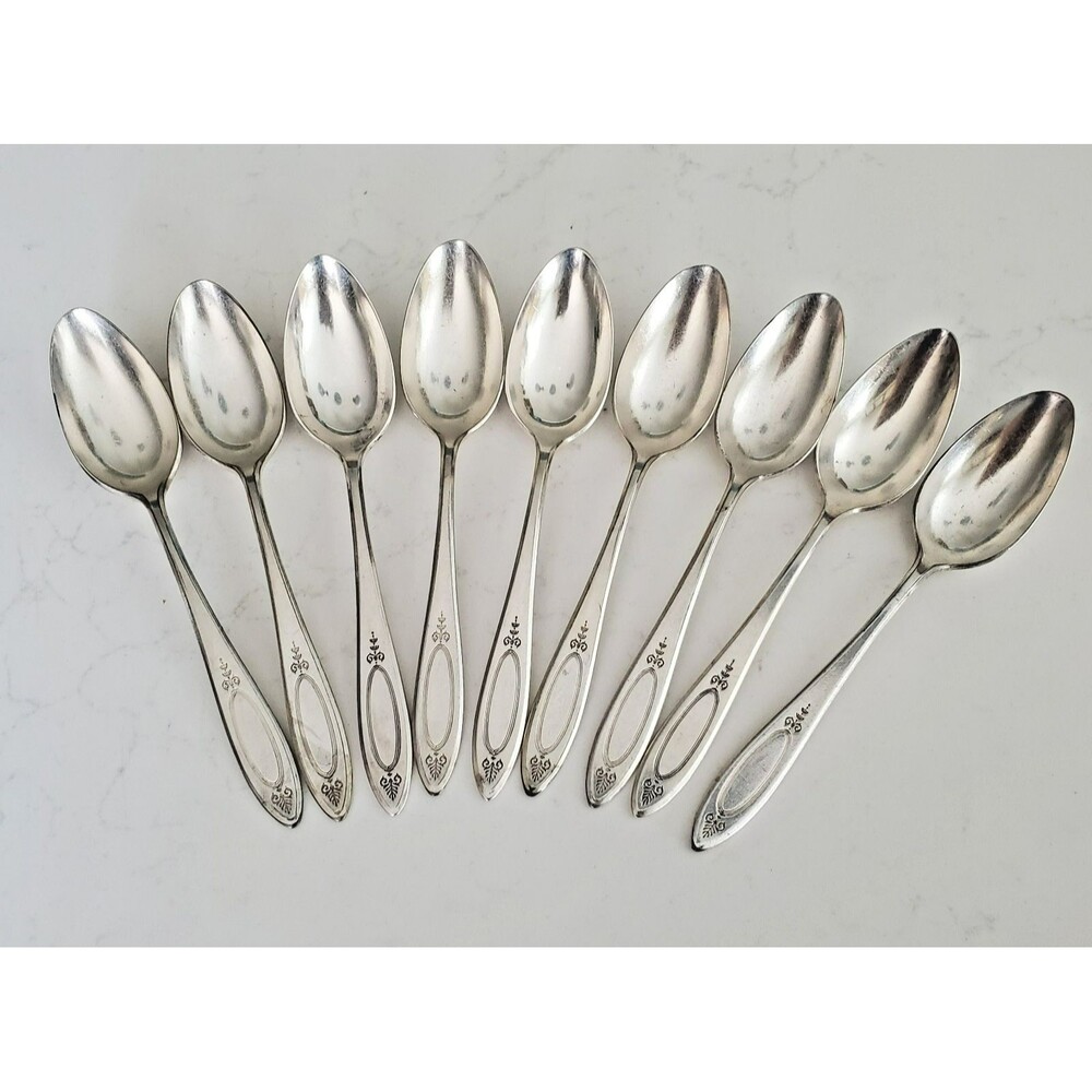 Set of 9 VTG Oneida Community ADAM Silverplate 1917 Teaspoons 6" Antique Spoons